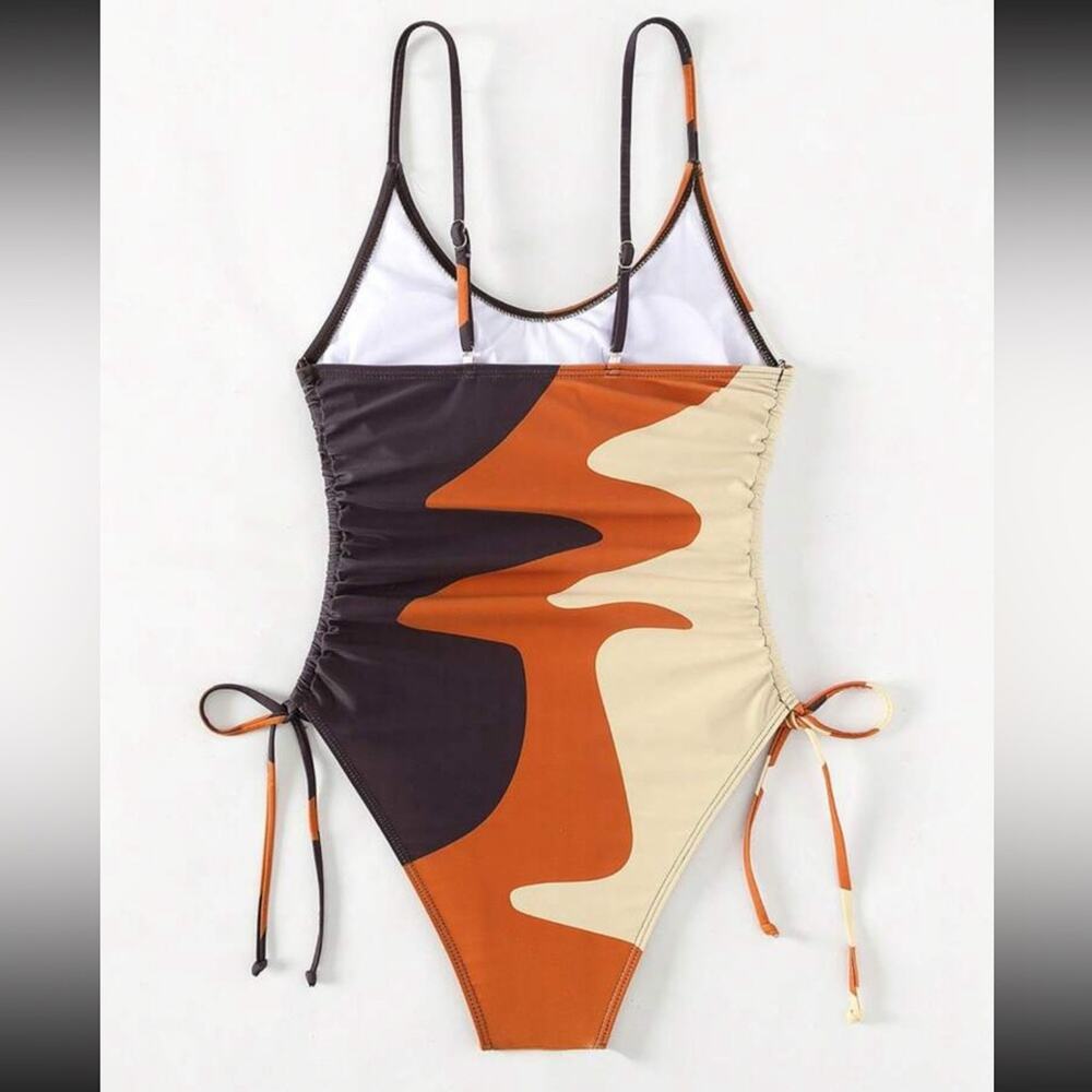 Summer in Posh C 🔆 | Euro Style Drawstring Side One Piece Swimsuit - Picture 2 of 9
